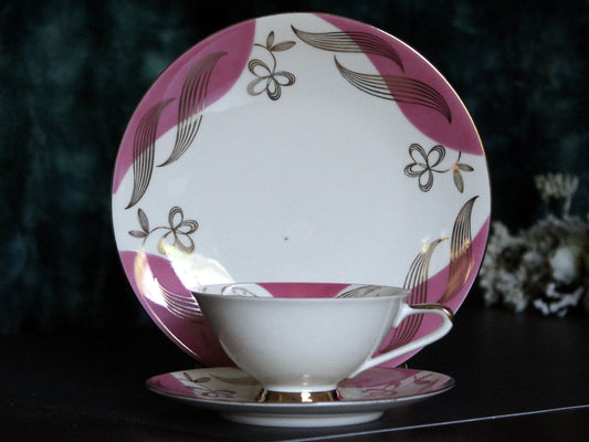 Bareuther Trio, Teacup, Saucer & Side Plate, Made in Bavaria, Germany -J